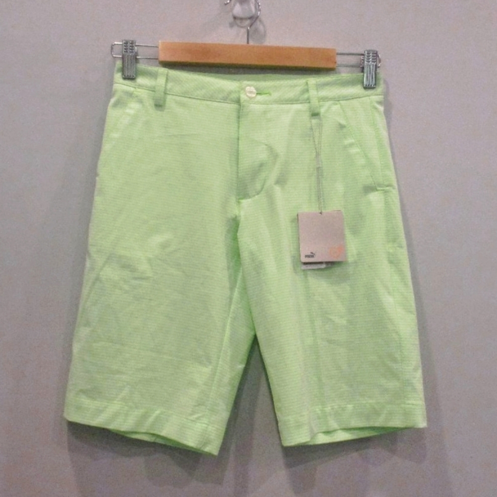 NWT PUMA Women's Shorts Green/White Striped - Small